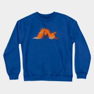 Fox yawning painting lineart blue Crewneck Sweatshirt